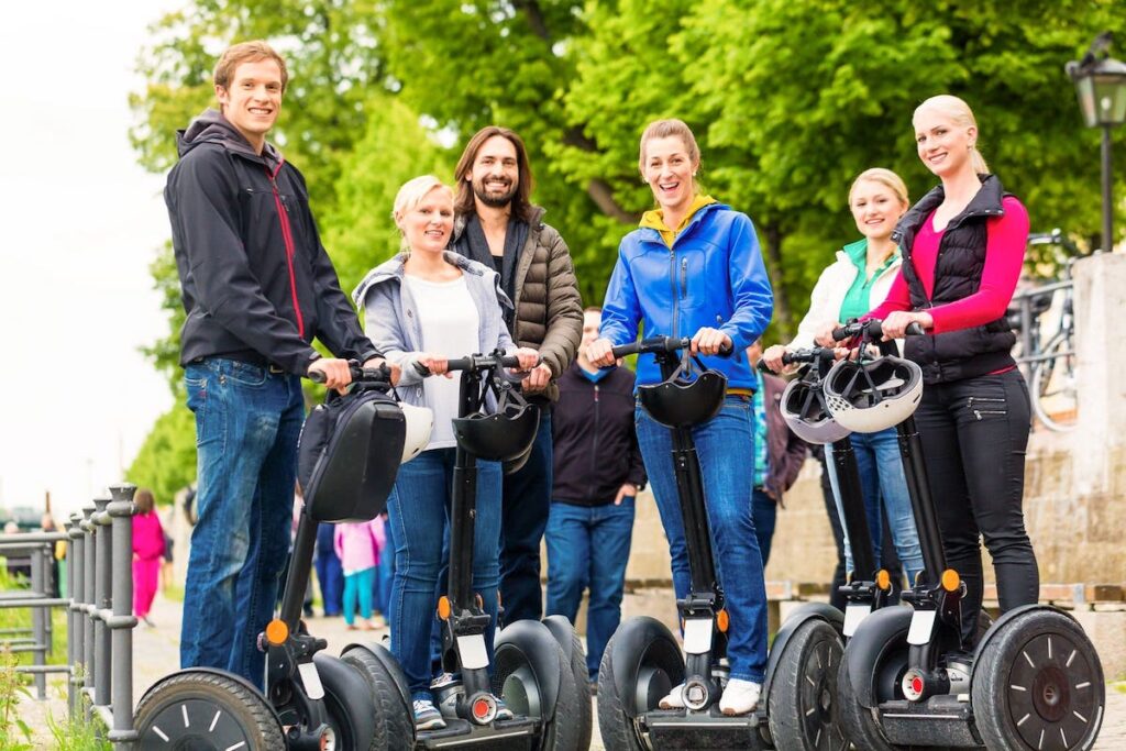 Group of tourists enjoying a Segway tour in Berlin, Germany