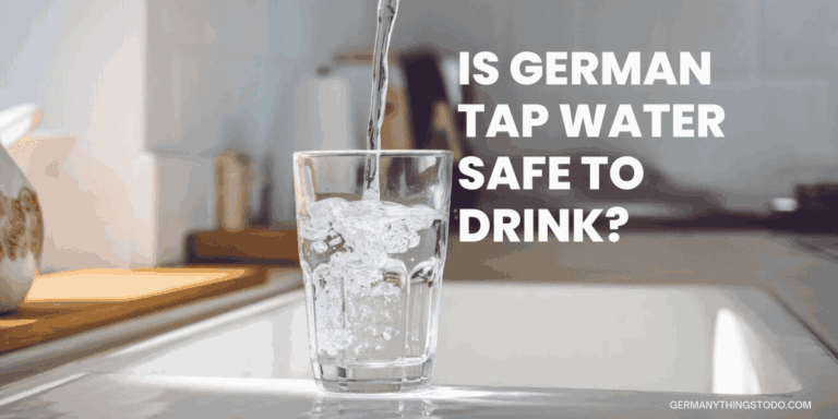 a glass from a tap in german and the title: is german tap water safe to drink?